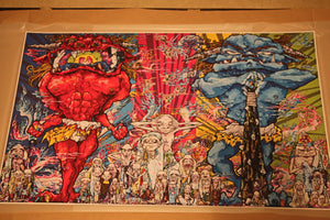 Red Demon and Blue Demon with 48 Arhats
