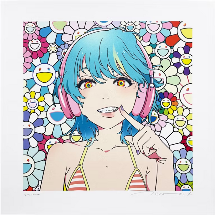 smile_02 Blue Hair, Pink Headphones w M.F.