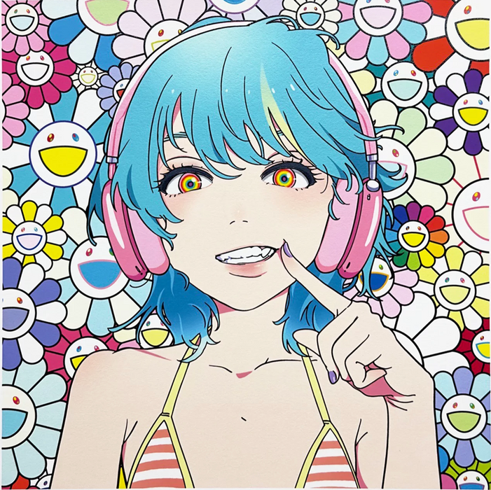 smile_02 Blue Hair, Pink Headphones w M.F.
